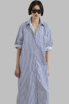 Vertical Stripes Full Sleeves Dress-Blue