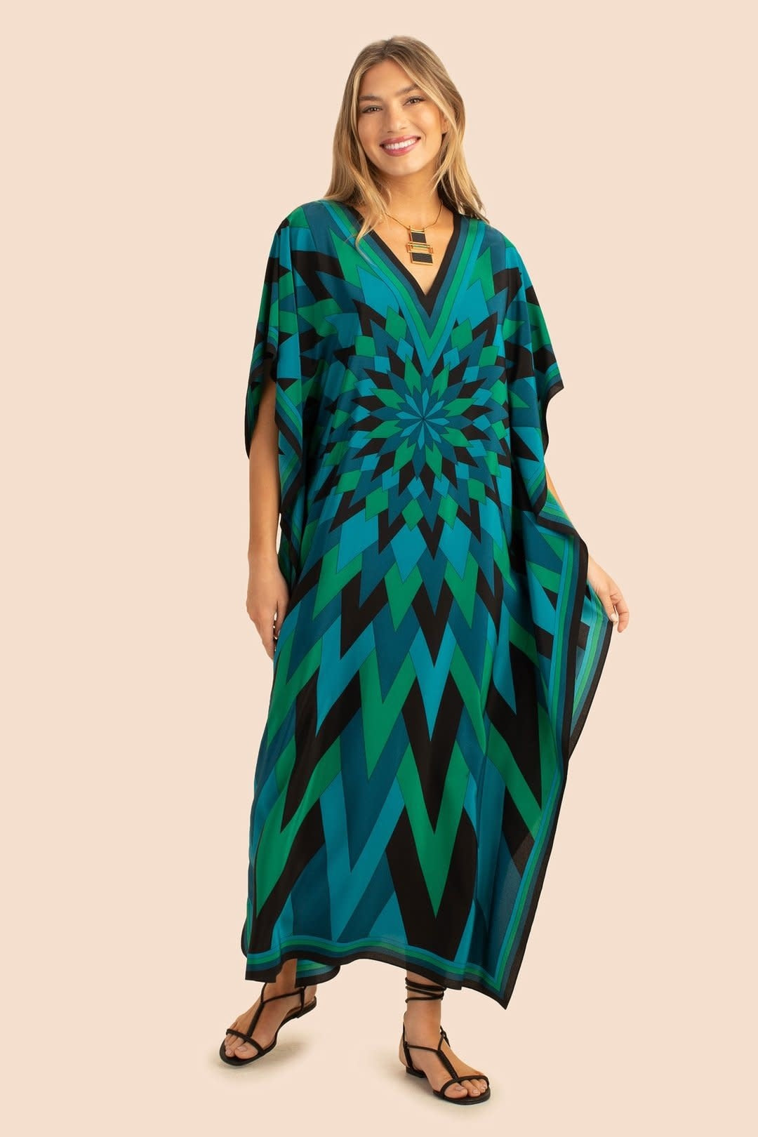 Green Slit Kaftan Dress