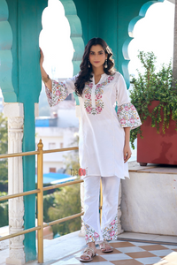 Floral Symphony Pure White Co-ord set