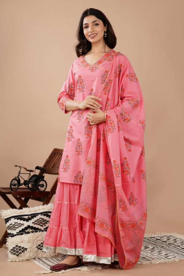 Gajari Cotton Kurta Set