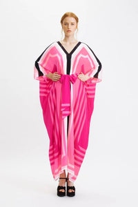 Pink Soft Crepe Kaftan with Belt