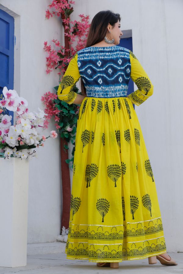 Yellow Printed Gown