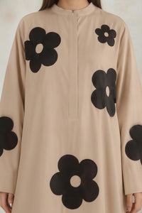 Beige Floral Printed Long Kurta