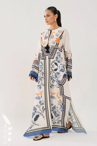 White All Over Printed Tie Up Neck A-Line Maxi Dress