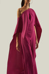 One-Shoulder Jumpsuit with Cape Sleeves