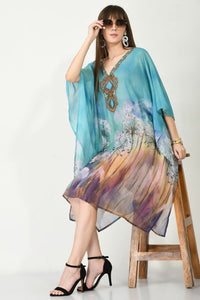 Digital Print Kaftan Dress