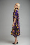 Purple Printed Short Kaftan Dress