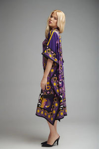 Purple Printed Short Kaftan Dress