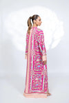 V Neck Pink Floral Printed Kaftan Dress