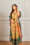 Emerald Beige Kaftan with Tassel