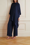 Navy Blue High Neck Co-ord Set