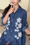 Midnight Petals Embroidered Shirt