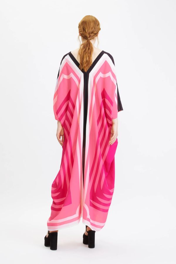 Pink Soft Crepe Kaftan with Belt