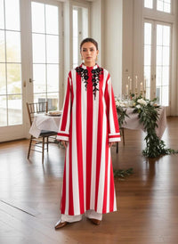 Red & White Striped Long Kurta