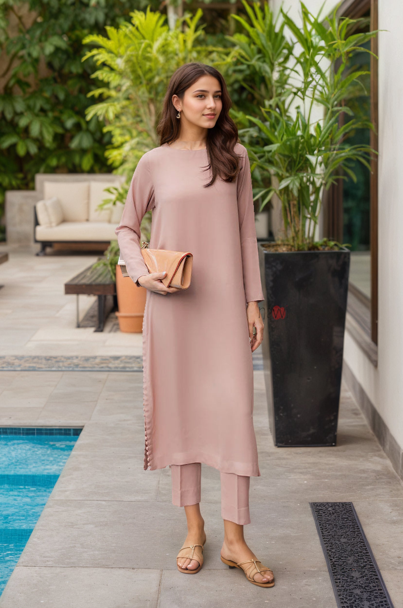 Blush Nude Straight Kurta Pant Set