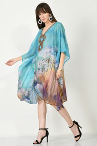 Digital Print Kaftan Dress