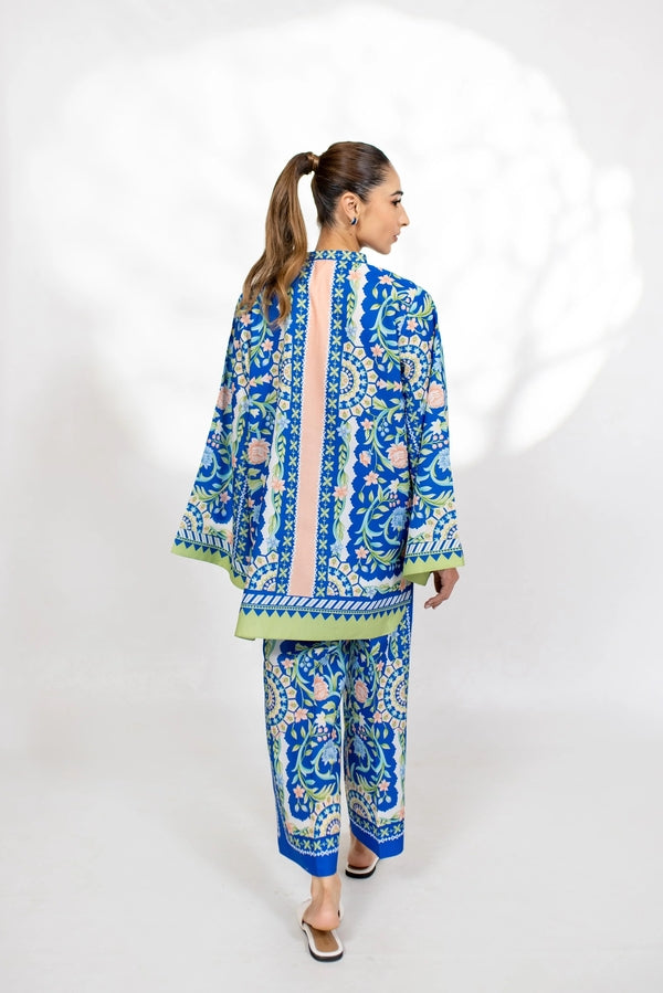 Blue and White Printed Loungewear Co-Ord Set