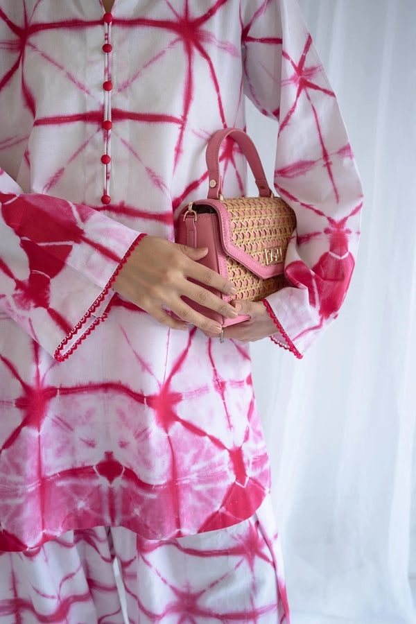 Pink and White Pattern Loungewear Co-Ord Set