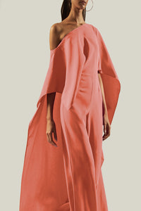 One-Shoulder Jumpsuit with Cape Sleeves