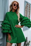 Green Ruffled Short Dress