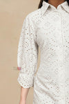 Sky Bloom Schiffli Shirt Dress