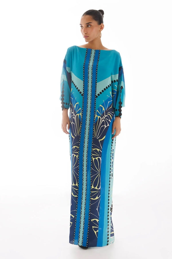 Blue Geometric Printed Kaftan