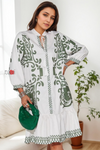 Azure White Boho Ruffle Dress