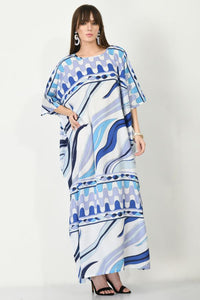 Blue Breeze Silk Crepe Kaftan 