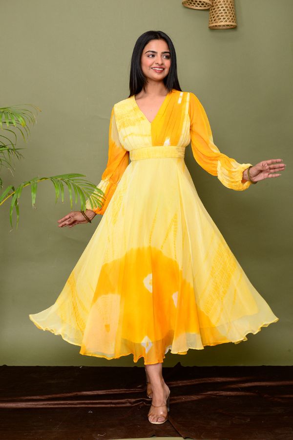 Yellow Shibori Tye Dresses