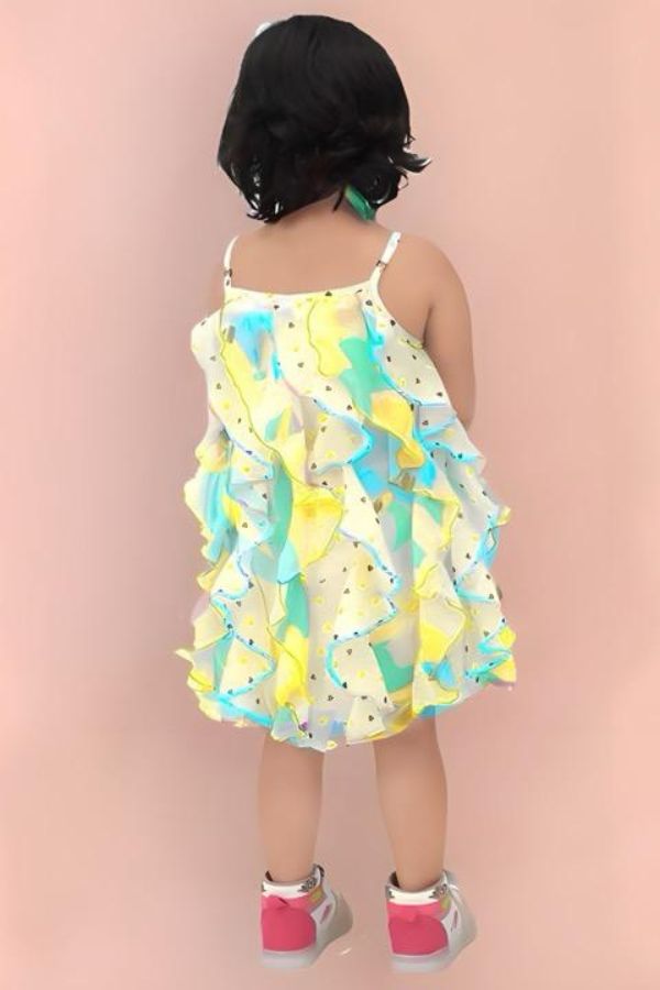 Yellow Floral Summer Dress With Hairband