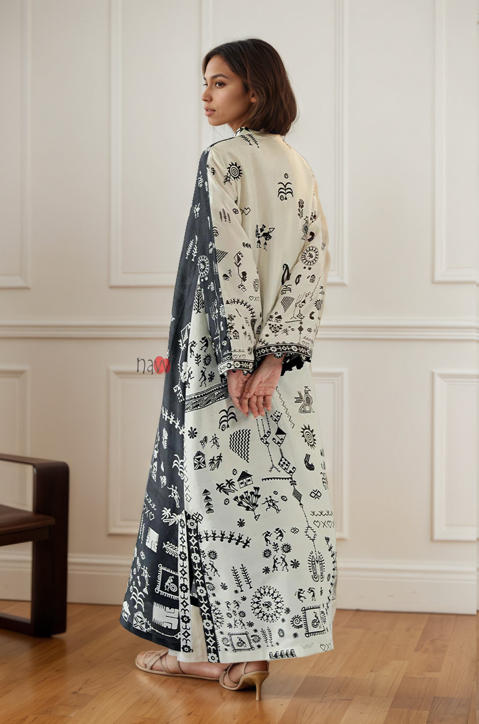 Tribal Noir Boho Kaftan Dress