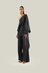 One-Shoulder Jumpsuit with Cape Sleeves