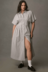 Front-Button Pleated Shirt Dress