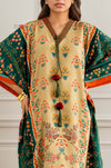 Emerald Beige Kaftan with Tassel