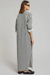 Vertical Stripes Full Sleeves Dress- Black