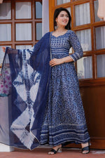 Blue Printed Fancy Gown