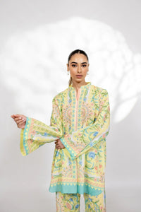 Yellow and Turquoise Floral Printed Loungewear Co-Ord Set