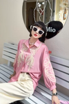 Pink Aura – Chic Embroidered Shirt