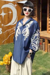 Blue Botanica – Statement Embroidered Shirt