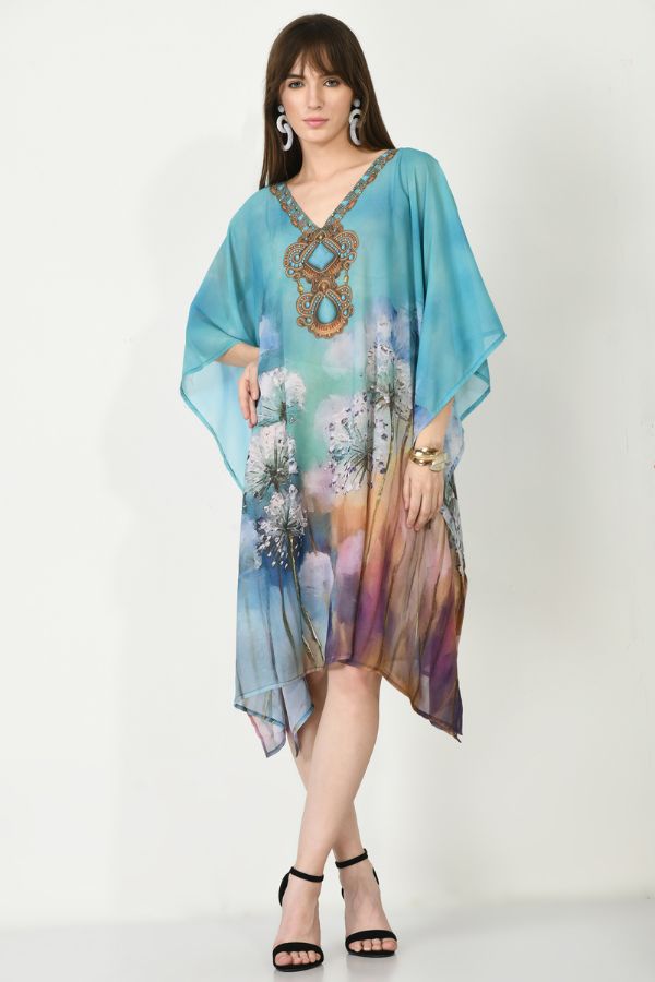 Digital Print Kaftan Dress