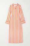Vertical Striped Shirt Dress- Orange
