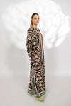 V-Neck Floral Print Long Kaftan Dress