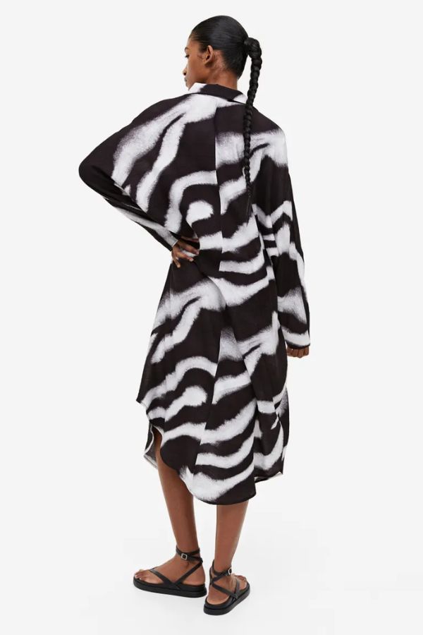 Black & White Oversized Shirt Dress