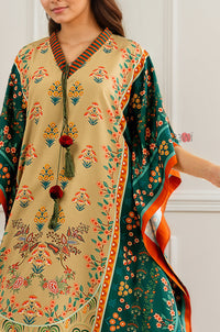 Emerald Beige Kaftan with Tassel