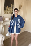 Midnight Petals Embroidered Shirt