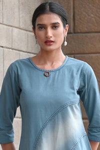 Shaded Denim Blue Straight Kurti