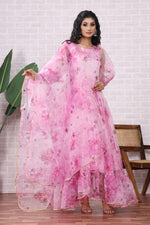 Organza Pink Dress With Dupatta