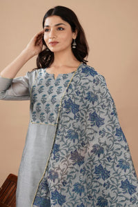 Grey Chanderi Kurta Set