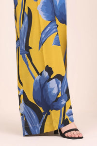 Blue and Yellow Floral Printed Collared Co-Ord Set