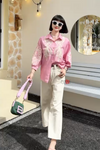 Pink Aura – Chic Embroidered Shirt